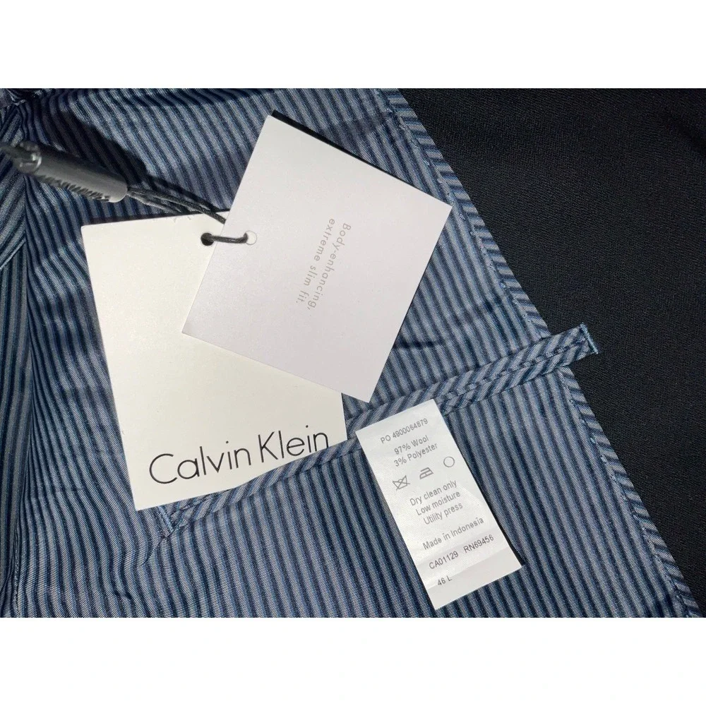 NWT‎ Men's Calvin Klein Extreme Slim Fit Wool Blend Suit Jacket - Black 46 Long